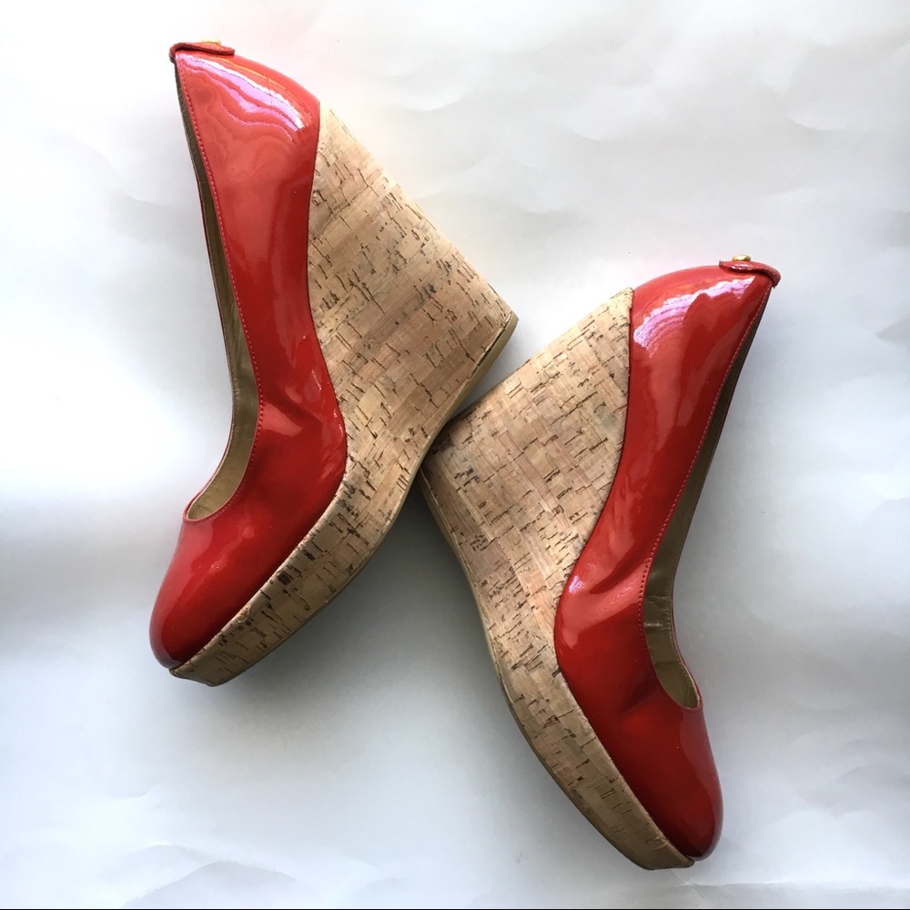 Staurt Weitzman corkswoon red patent wedge shoes - Picture 7 of 8